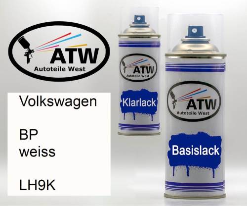 Volkswagen, BP weiss, LH9K: 400ml Sprühdose + 400ml Klarlack - Set, von ATW Autoteile West.